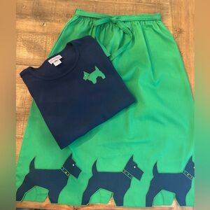 Vintage 70’s Sanibel Sport Cut-Out Applique Skirt & Top Navy/Green Women’s Sz-M